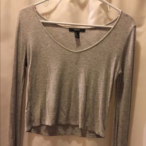 Forever 21 gray v-neck long sleeve